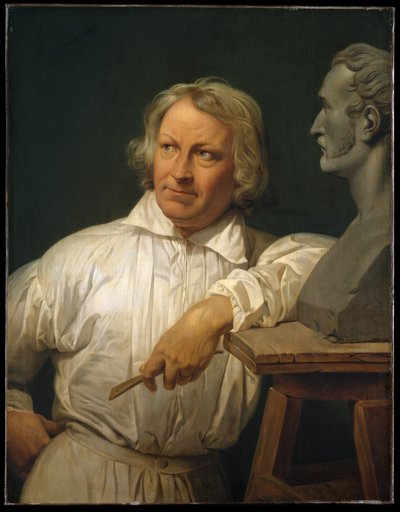 Bertel Thorvaldsen with the Bust of Horace Vernet by Emile Jean Horace Vernet